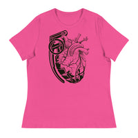 Ink Union Clothing Co. women's relaxed fit pink t-shirt with a grenade morphing into an anatomical heart in black