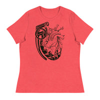 Ink Union Clothing Co. women's relaxed fit medium  red t-shirt with a grenade morphing into an anatomical heart in black